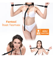 Kelepçeli Fantezi Tasma, Ayarlanabilir Boyun Ve Bilek Bağlantılı Kontrol Aksesuarı (Siyah)