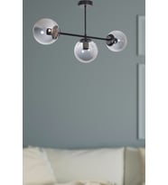 Modern Siyah Füme Camlı 3'lü Salon ve Mutfak Avizesi