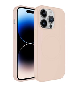 Apple iPhone 14 Pro Uyumlu Kılıf M-safe Wireless Şarj Özellikli Pastel Renk Silikon Zore Plas Kapak (Açık Pembe)