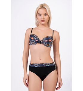 Endeep Kadın Geometrik Dokulu Desenli Balenli Destekli Bikini Takımı