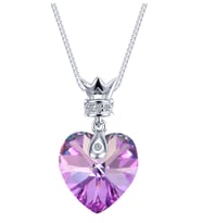 Monemel Mor Swarovski Taşlı Kalpli Gümüş Kolye (Altın Kaplama) Sevgililer Günü Hediyesi Yeni Yıl Hediyesi - Yılbaşı Hediyesi