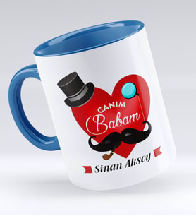 BK Gift Kişiye Özel Canım Babam Tasarımlı Mavi Kupa Bardak - Model 4