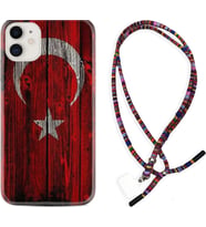 Apple iPhone 11 12 13 Mini Kılıf Boyun Asklı Rasta Silikon Şanlı Türk Bayrağı 2 1317