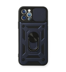 Apple İphone 12 Pro Kılıf Pars Lens Yüzüklü Silikon - Lacivert