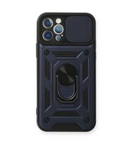 Apple İphone 12 Pro Kılıf Pars Lens Yüzüklü Silikon - Lacivert