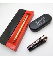 Clipper® Desenli Siyah Rose Gold Kişiye Özel Çakmak ve Kalem Seti Hediyelik Çakmak