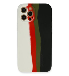Newface Apple iPhone 12 Pro Kılıf Ebruli Lansman Silikon - Beyaz-Siyah