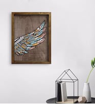 BK Home Kanat Tasarımlı Doğal Masif Ahşap Çerçeveli Tablo 45x65cm-2