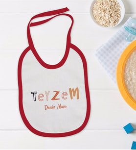 BK Kids Kişiye Özel Teyzem Tasarımlı Kırmızı Bebek Mama Önlüğü-1
