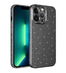 Uyumlu Model Apple iPhone 13 Pro Max Kılıf Simli Silikon Lüks Kapak (Gri)