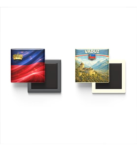 Buzdolap Magnetleri - Lihtenştayn Bayrağı ve Vaduz Retro Tema - 2'li Set Magneti