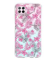 Huawei P40 Lite Uyumlu Kapak Floral Pembe Tasarımlı Şeffaf Silikon Kılıf