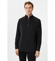 Süvari Fermuarlı Yaka Modal Kumaş Esnek Siyah Erkek Sweatshirt 