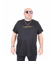 Starbattal Erkek Büyük Beden Sıfır Yaka Tişört Lets Get Going 25175 SIYAH