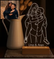 BK Gift Kişiye Özel İsimli Line Art Tasarımlı Dekoratif Led Lamba, Gece Lambası, Sevgiliye Hediye, Işıklı Pleksi Biblo, Eşe Hediye