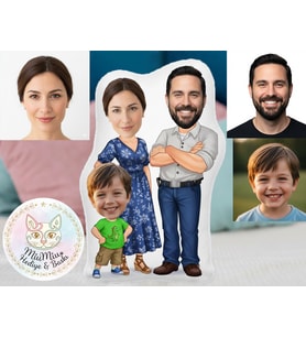 Kişiye Özel Erkek Çocuklu Aile Şekilli Maskot Yastık