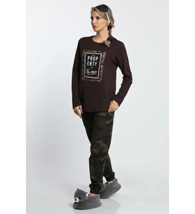 Kadın Kamuflaj Desenli Pijama Takımı