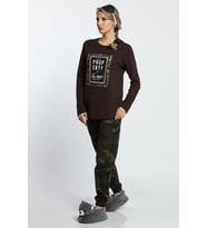 Kadın Kamuflaj Desenli Pijama Takımı