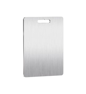 Paslanmaz Krom Metal Çelik Et Balık Sebze Kesme Panosu Tahtası - 22,5 x 33 Cm. -