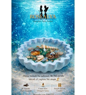 blue ocean-el yapımı dekoratif mum (C.Mavi)