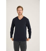 Erkek V. Yaka Uzun Kollu T-Shirt Şık Tasarım (Lacivert)