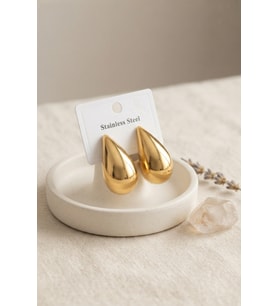 316L Çelik Gold Renk Damla Model Küpe
