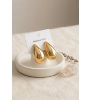 316L Çelik Gold Renk Damla Model Küpe