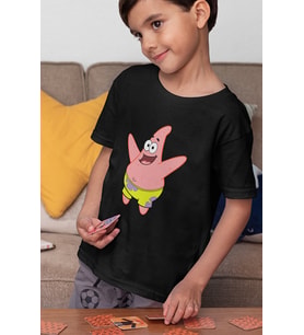 Unisex Patrick Baskılı Süngerbob Çizgi Film Çocuk Tişört (1-12 YAŞ)