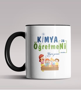 Kişiye Özel Kimya Öğretmeni Temalı Siyah Renk Kupa Bardak 7 (Siyah)
