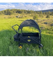FUNKY CHAIRS Gölgelikli 110 Litre Fren Sistemli, Rulmanlı, Kalın Teker, XL Boy Katlanır Vagon Plaj Taşıma ve Kamp Arabası - Siyah