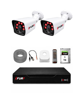 FURY 2 Kameralı Güvenlik Kamera Seti 2MP 1080P Full HD 6 Atom LED Gece Görüşlü 1 TB HDD 5525