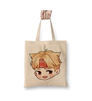 Chibi Face Suga Bts Beyaz Bez Çanta Uzun Saplı Alışveriş Çantası Plaj Çantası