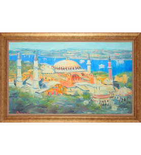 EV İŞYERİ OFİS İÇİN ALTIN ÇERÇEVELİ PASPARTULU TABLO S340
