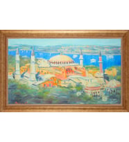 EV İŞYERİ OFİS İÇİN ALTIN ÇERÇEVELİ PASPARTULU TABLO S340