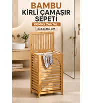 Bambu Kirli Çamaşır Sepeti 90 Lt Doğal Ahşap Çamaşır Sepeti Kiler Dolabı Oyuncak Kutusu