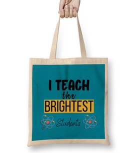 Teacher Gift-Learning Inspire-Science Student School -Inspirational KIDS WOMEN Men Bez Çanta Uzun Saplı