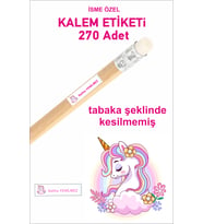 Öğrenci Etiketi İsimli Unicorn Okul Kalem Etiketi Kalem Sticker 4*1 cm 290 Adet
