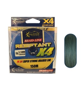 RESISTANT X4 BRAID LINE 150 MT GREEN 0,18 MM