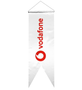 Vodafone Logolu Kırlangıç Bayrak 50x100 cm 1.Sınıf Saten Kumaş