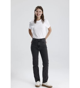 Yeni Sezon Nataly36 Yüksek Bel Düz Kesim Sade Şık Siyah Denim Kadın Jean Pantolon