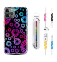 Apple iPhone 11 12 13 14 Pro Max Kılıf Kablo Koruma Spiral Silikon Daireler 1751