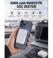 5000 Mah İOS Uyumlu Magsafe Kablosuz Şarj Hızlı Şarj Desteği