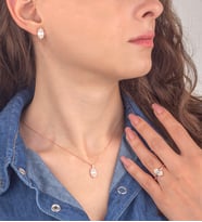 925 Ayar Gümüş Oval Model Trapez Takı Seti