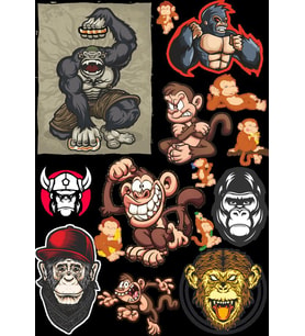Maymun Sticker Set-1 12 Parça Telefon, Tablet, Defter, Laptop Sticker