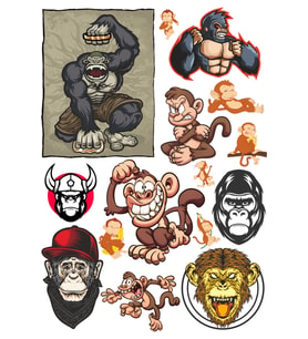 Maymun Sticker Set-1 12 Parça Telefon, Tablet, Defter, Laptop Sticker