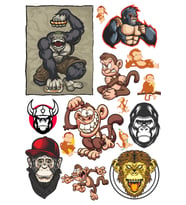 Maymun Sticker Set-1 12 Parça Telefon, Tablet, Defter, Laptop Sticker
