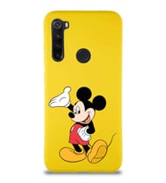 Xiaomi Redmi Note 8 Soft Premier Kapak Mickey Mouse-C Tasarımlı Silikon Kılıf - Sarı (Şeffaf)