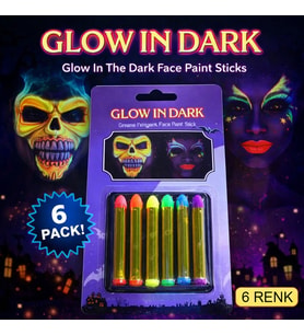 Fosforlu Glow Parti Boyası 6’lı – Karanlıkta Parlayan Yüz Boyası