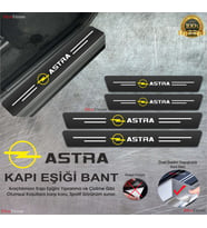 Opel Astra Logolu Karbon Kapı Eşiği Koruyucu Suni Deri 4'lü Set
