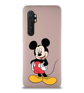 Xiaomi Mi Note 10 Lite Soft Premier Kapak Mickey Mouse-E Tasarımlı Silikon Kılıf - Pudra (Şeffaf)